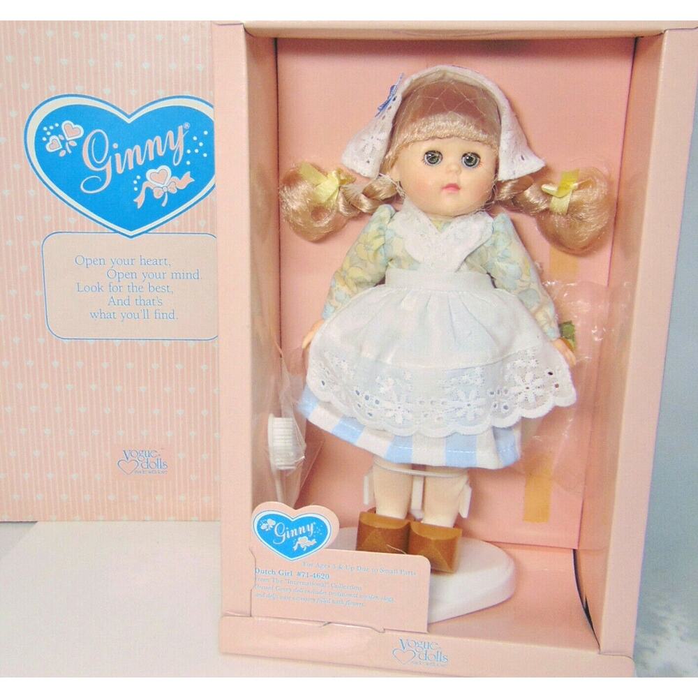 Vogue Ginny Doll Dutch Girl Wooden Clogs Delft Flower Vase Brush Comb Stand Box